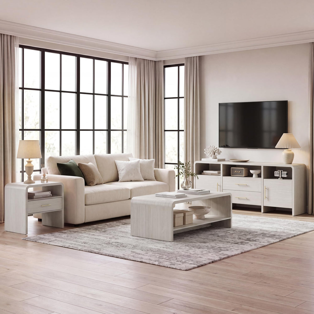 Curved Coffee Table with Storage