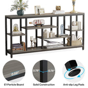 Tribesigns Console Sofa Table, 70.9 inch Extra Long Console Table Behind Couch with Storage Shelves, 3-Tier Modern Narrow Entryway Hallway Accent Table for Living Room, Grey