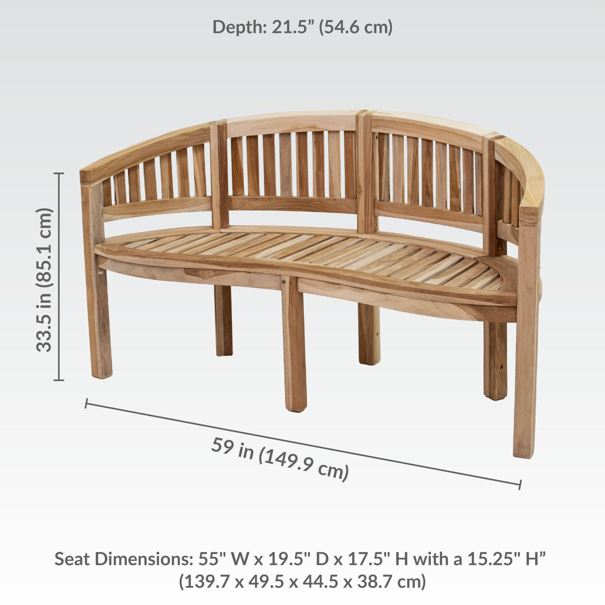 Curved Teak Outdoor Bench