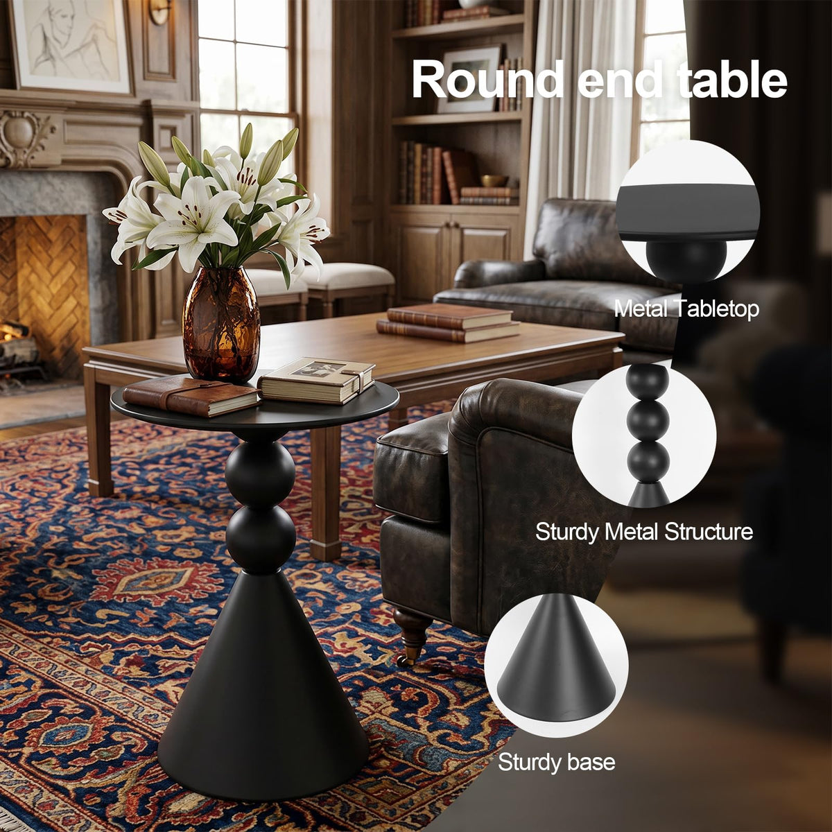 Round Metal Pedestal Drink Table