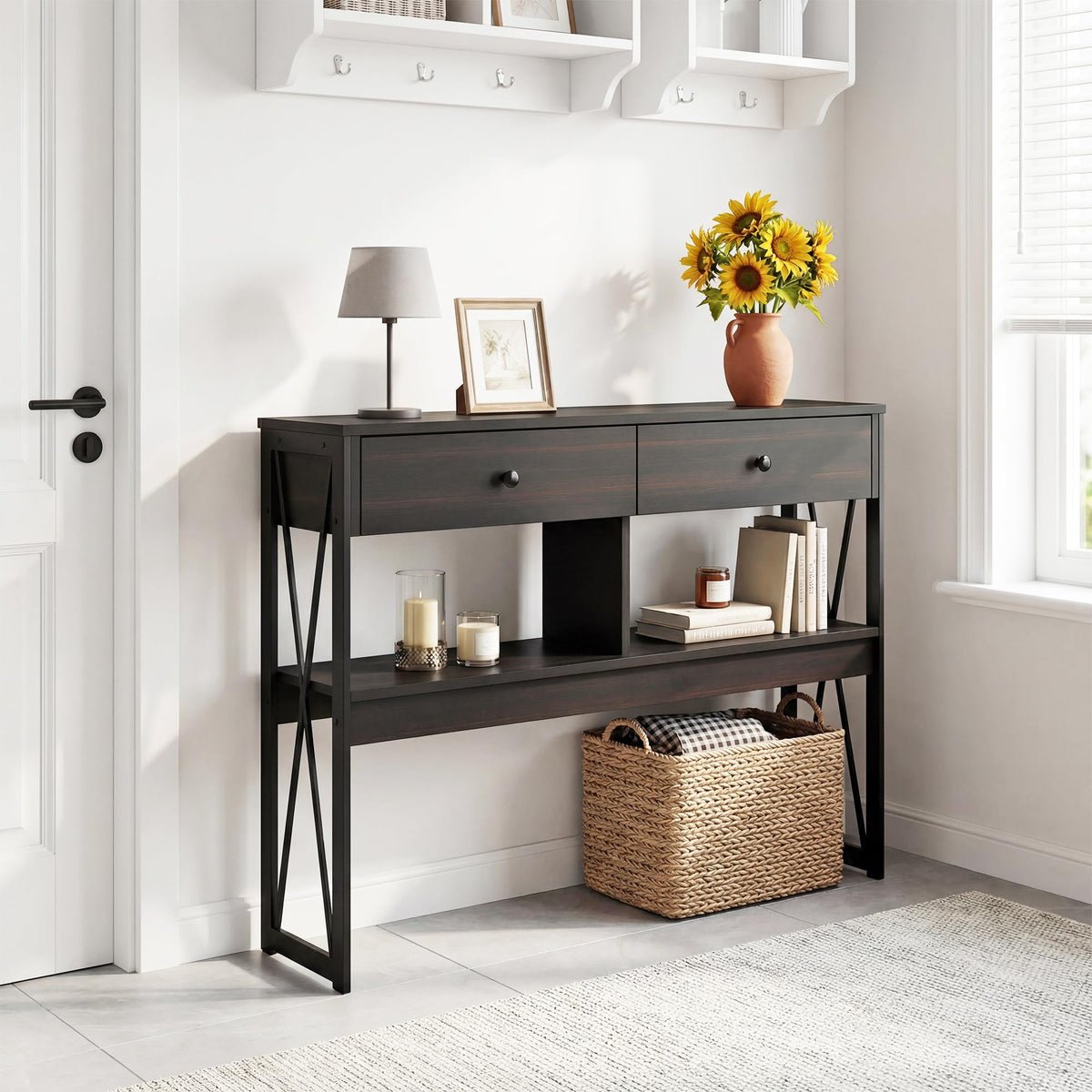 Narrow Console Table with Drawers