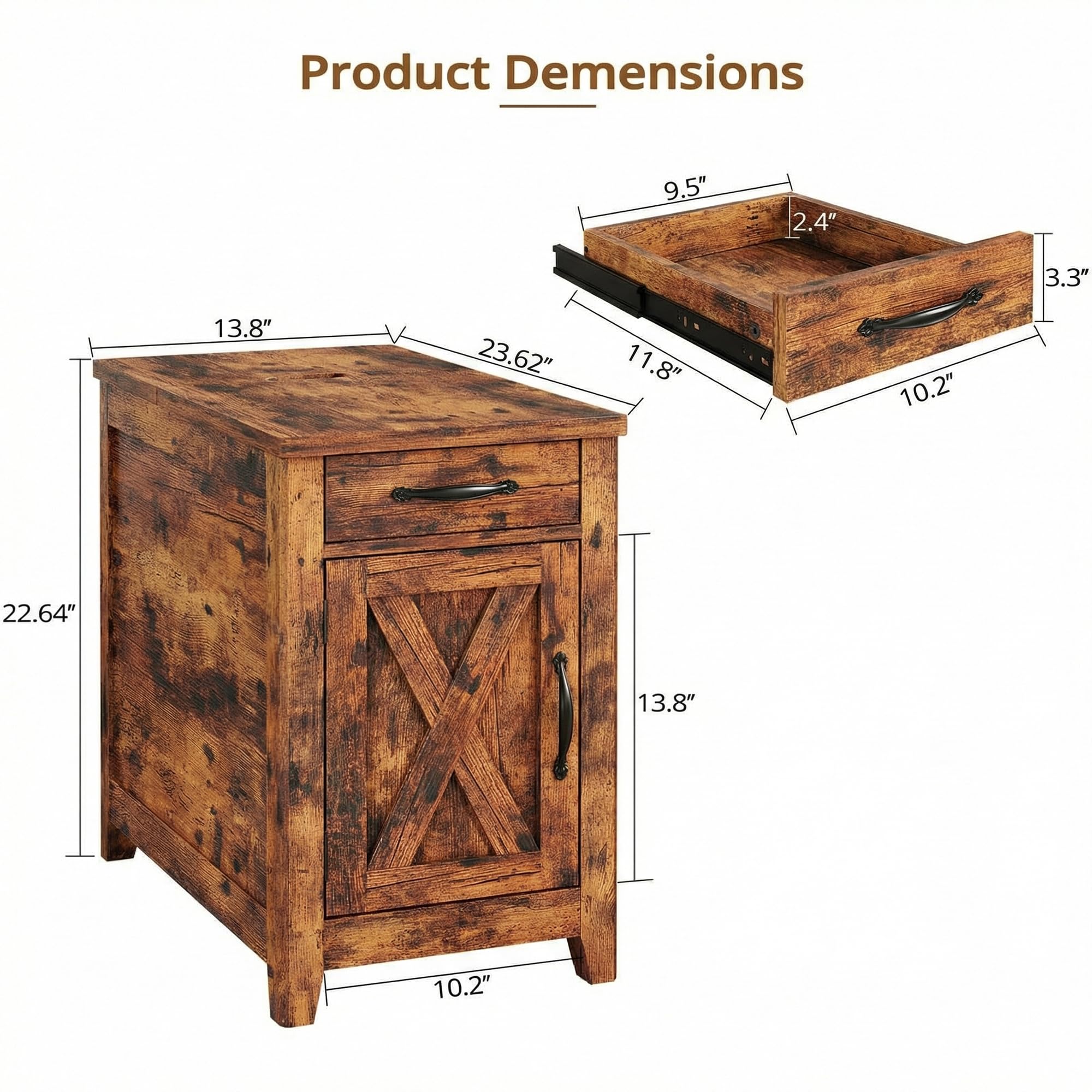 End Table with Charging Station & Storage