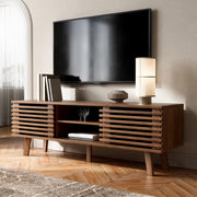 Mid-Century Coffee Table and TV Stand Set of 2, Walnut