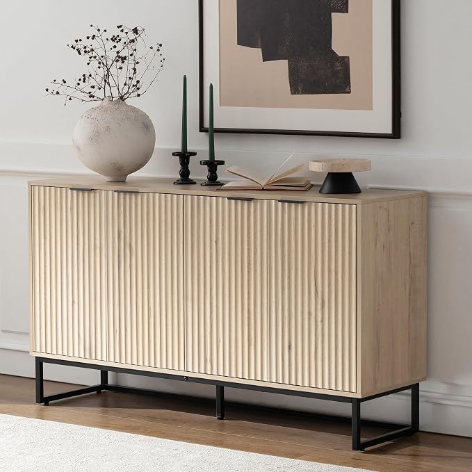 Black Fluted Sideboard Cabinet