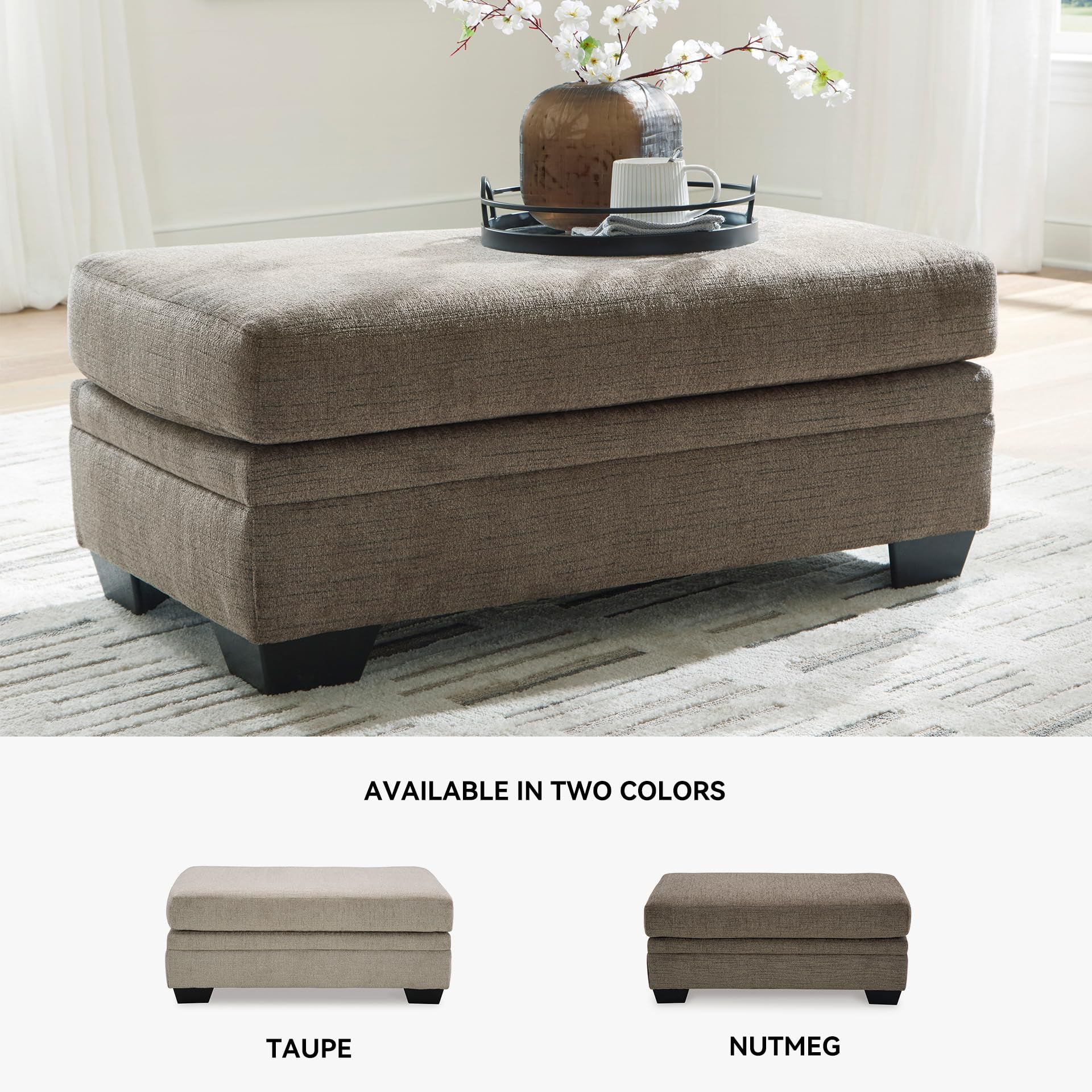 Signature Design by Ashley Stonemeade Modern Ottoman with Foam Cushion, Grayish Brown