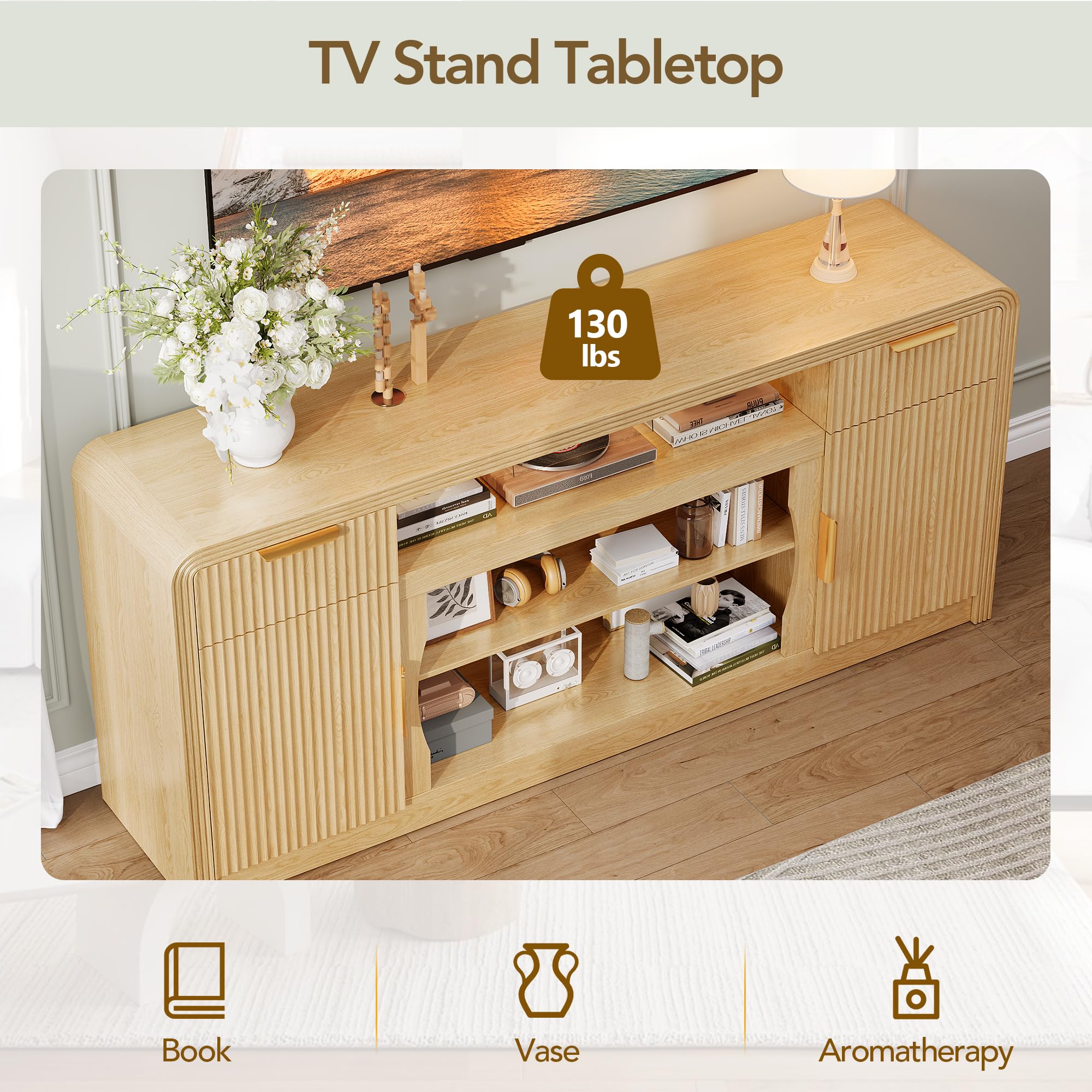 70" Fluted TV Stand with Storage
