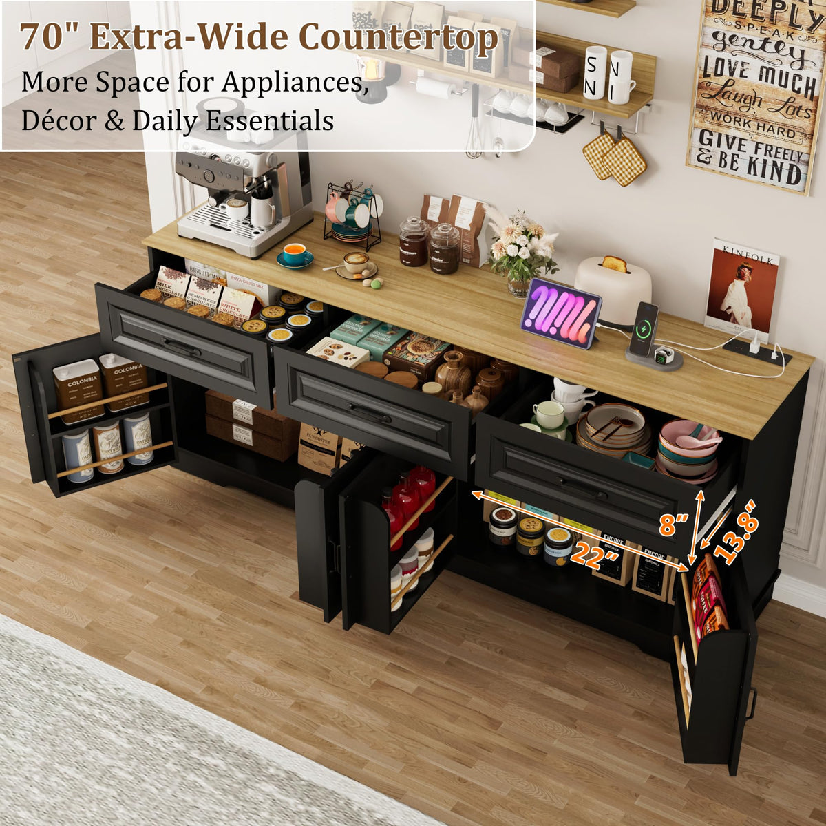 Farmhouse Sideboard with Power Outlets