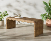 Handwoven Wicker Patio Bench – Fully Assembled