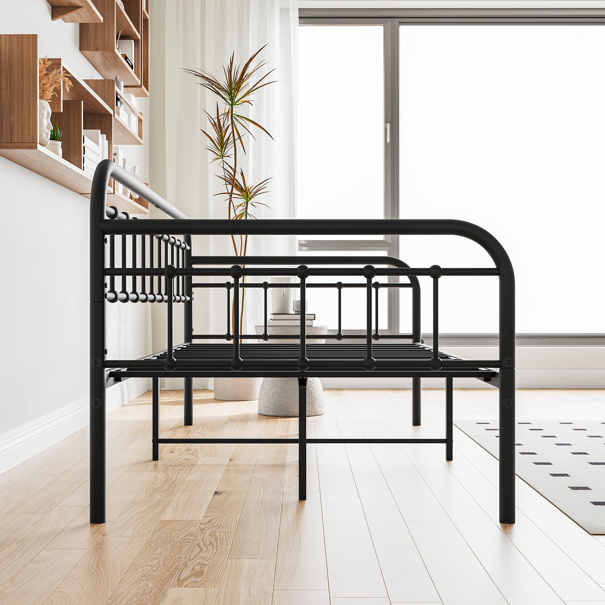 Crocofair Metal Daybed Frame Twin Size,Sofa Daybed with Heavy-Duty Metal Slats,Black