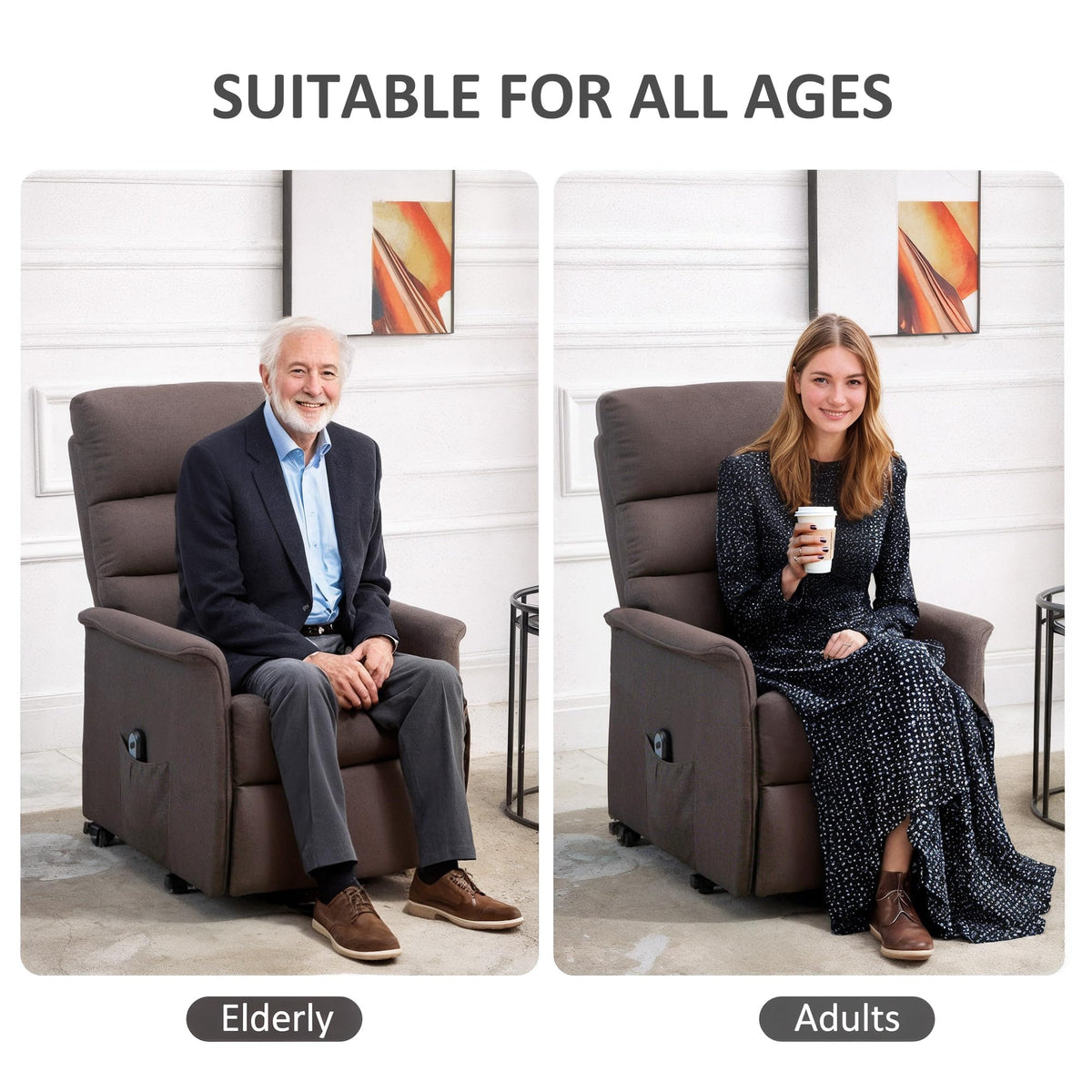 HOMCOM Power Lift Recliner Chair for Elderly, Easy Assembly, Fabric, Brown