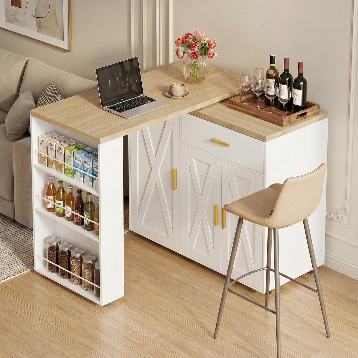 Rolling Kitchen Island with Swivel Table