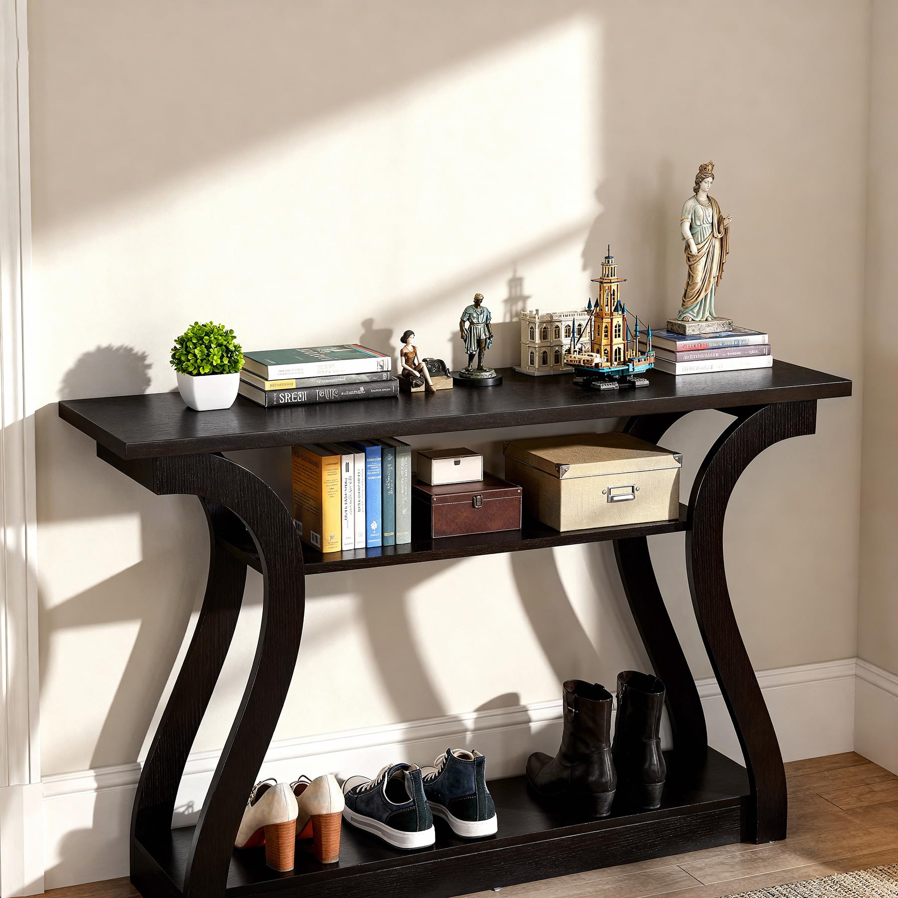 3-Tier Console Table with Curved Legs