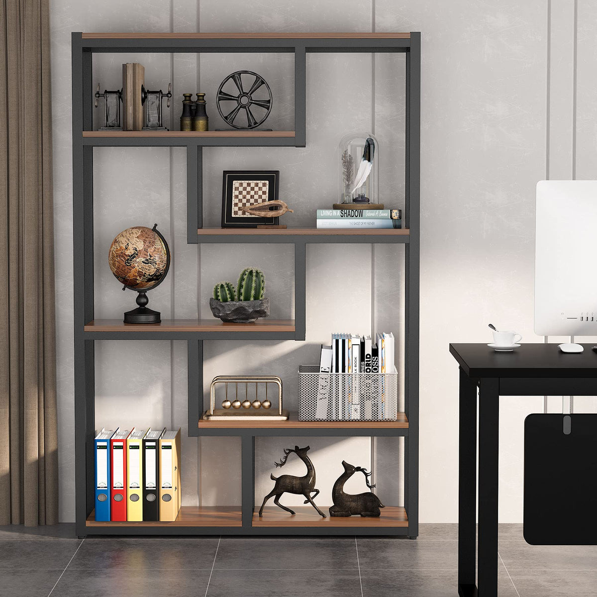 6-Tier Industrial Bookshelf