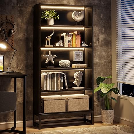 70.87-Inch Tall 5-Tier Bookshelf with Back Panel & Anti-Tip Kit