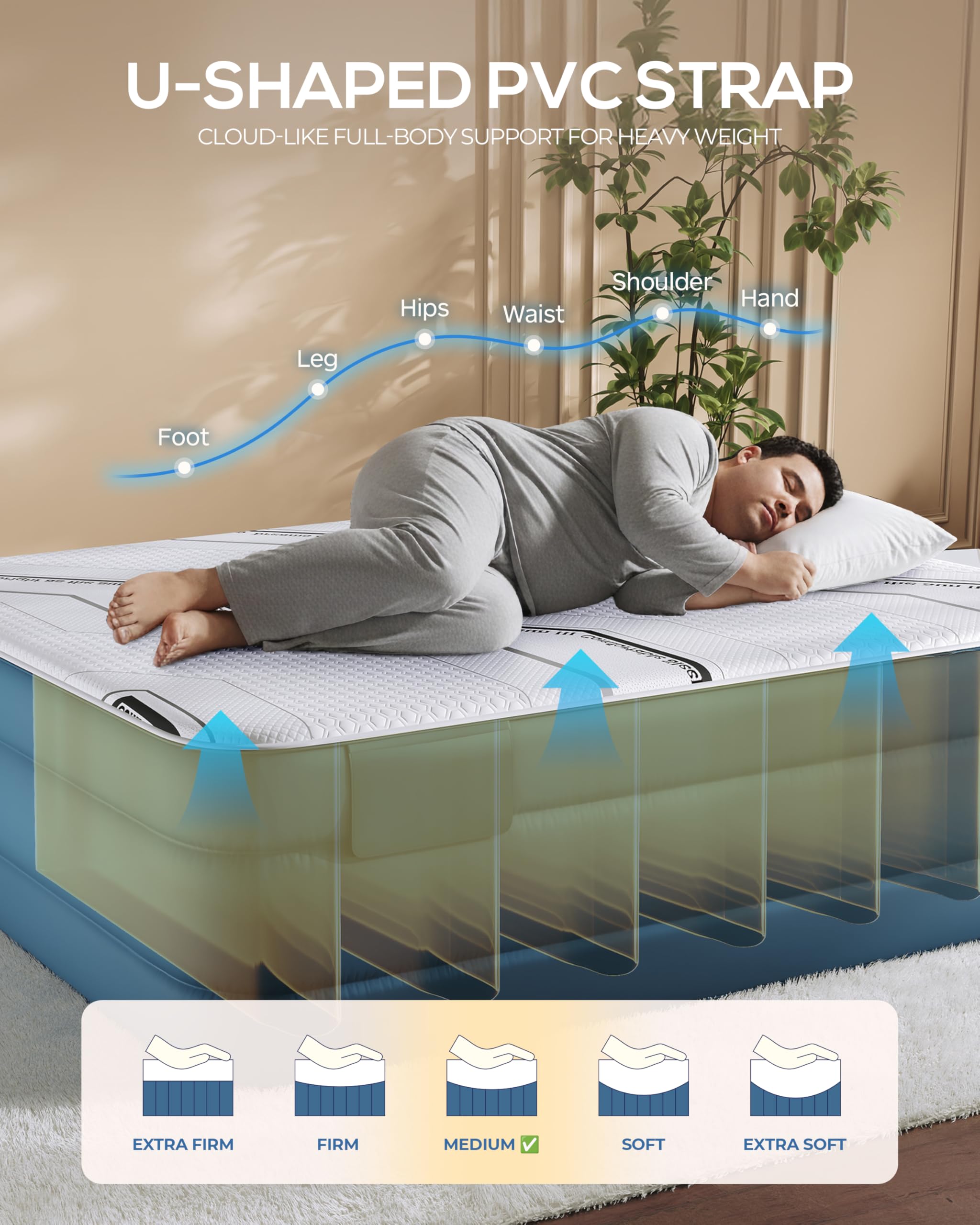 Queen Air Mattress with Quilted Foam Topper – 20" Tall