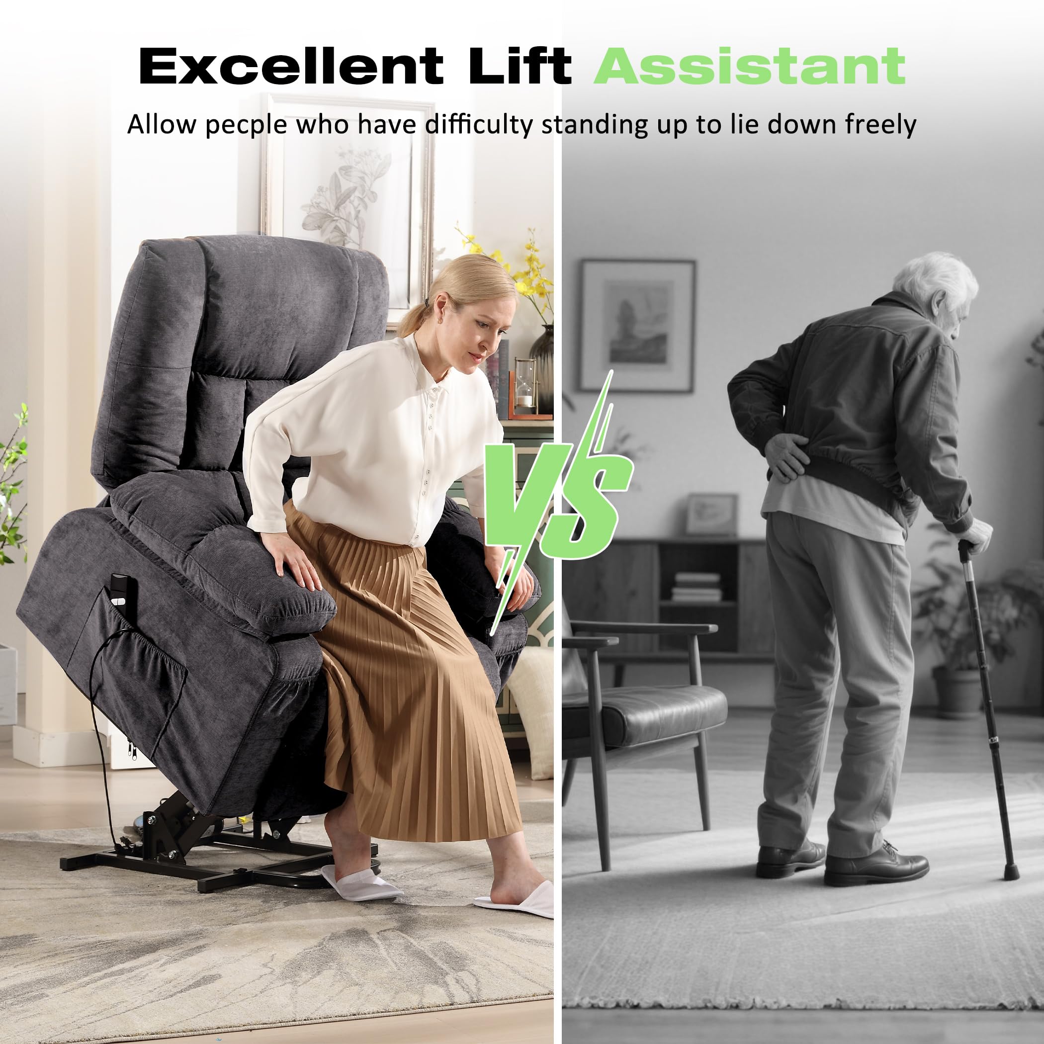 Power Lift Recliner Chair with Massage & Heat