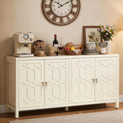 RoyalCraft Buffet Cabinet with Storage, 60" W Modern Coffee Bar Sideboard with 4 Doors & Adjustable Shelves, Painted Wooden Credenza for Dining Room, Kitchen, Living Room, Beige
