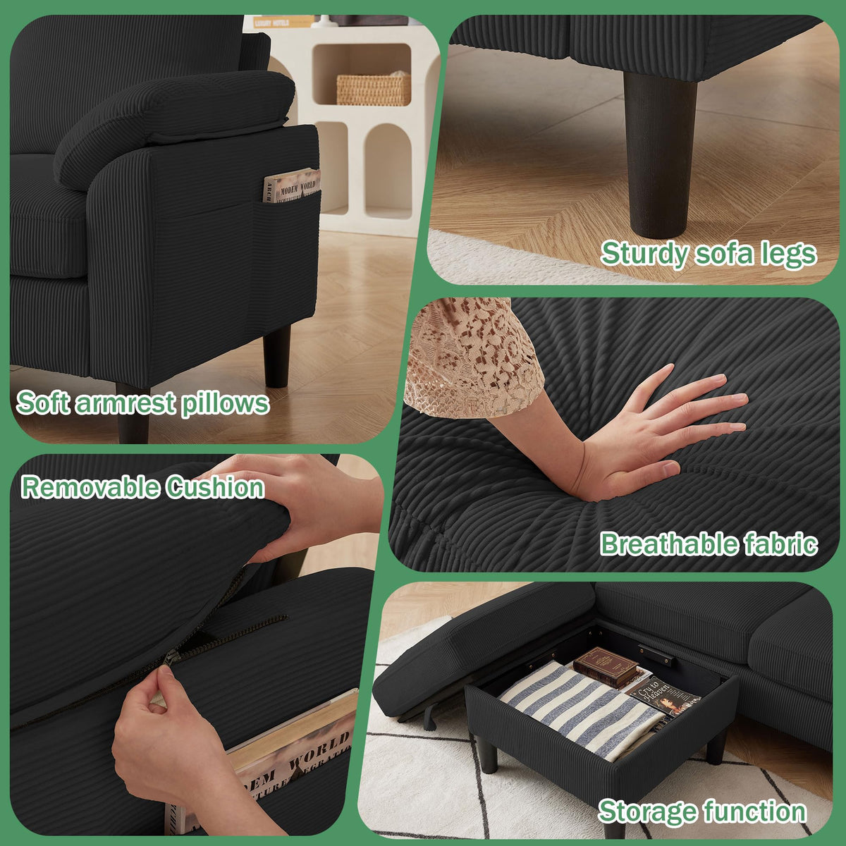 4-Piece Corduroy Sofa Set
