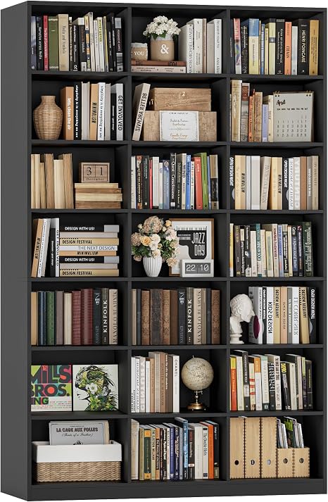 86" H Triple Wide Bookshelf – 7 Tier, 21-Cube Storage