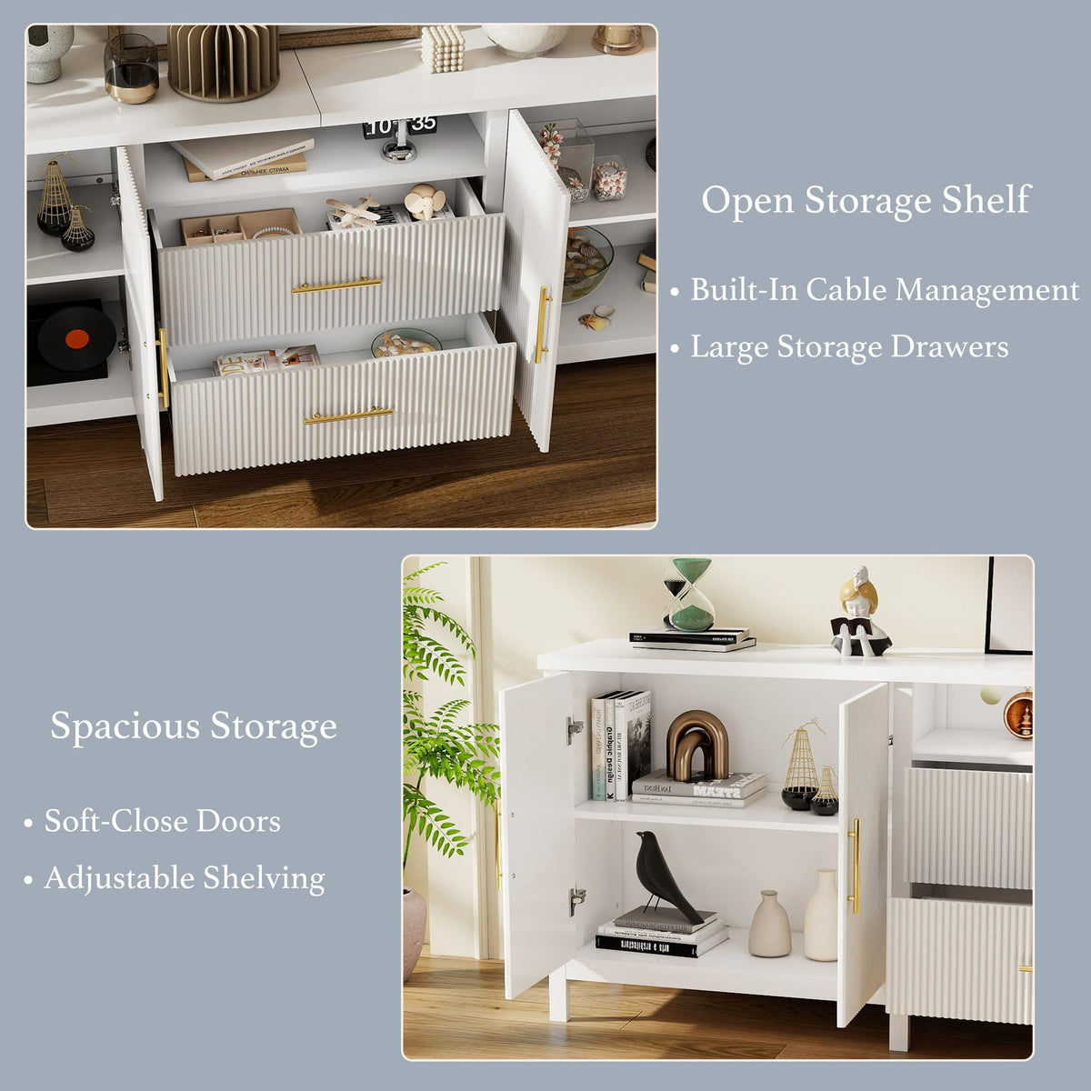 White TV Stands for Living Room: 95" Entertainment Center for 100" TVs
