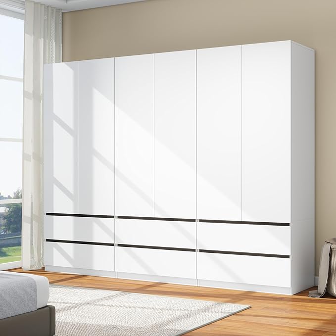 White Wardrobe Closet with 2 Doors & Drawers