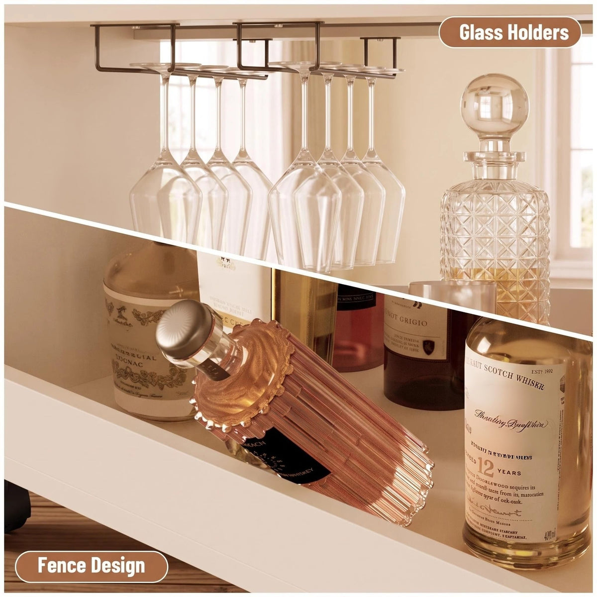 White Marble-Look Bar Cart