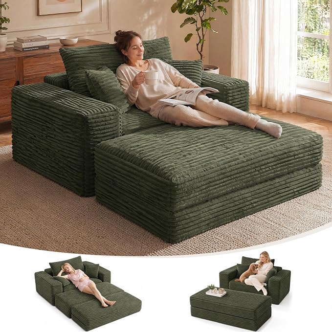 Convertible Corduroy Chaise Lounge