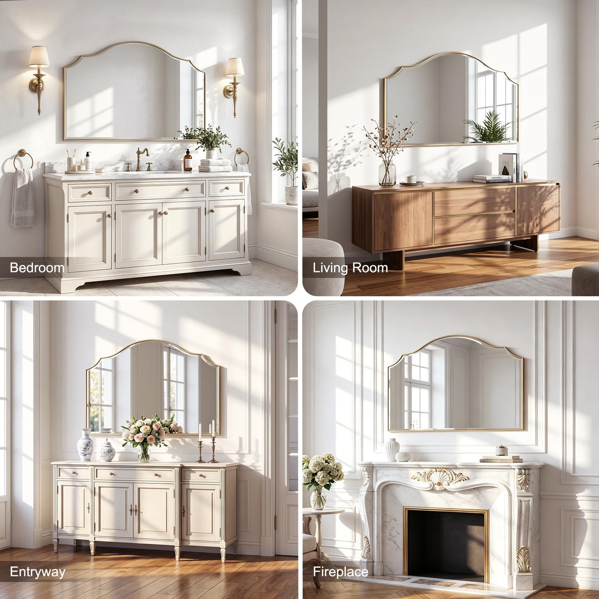 Gold Scalloped Arched Wall Mirror