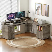 L-Shaped Executive Desk with Charging Station