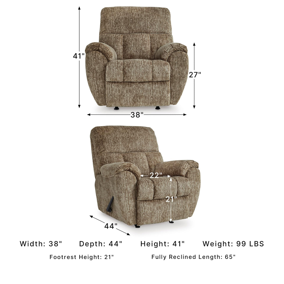 Signature Design by Ashley RiverCam Manual Rocker Recliner Chair, Taupe