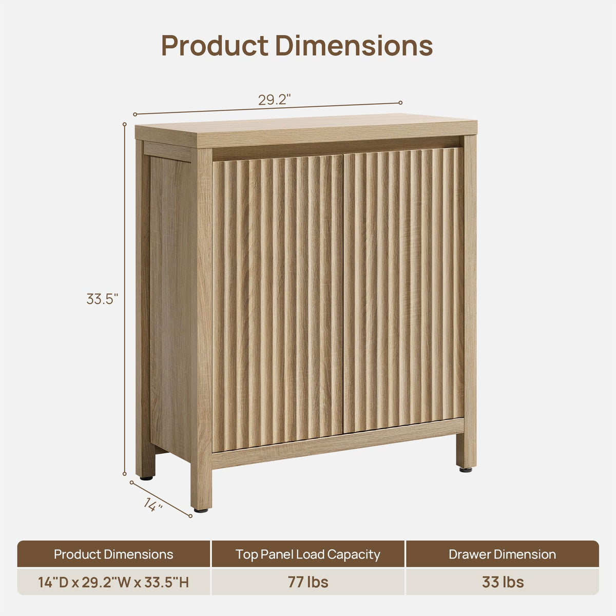 SICOTAS Sideboard Buffet Cabinet with Storage, Fluted Credenza Buffet Table
