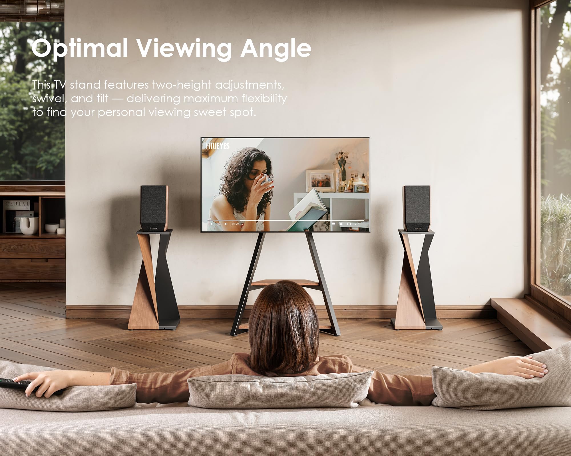 Corner TV Stand with Mount & Swivel for 32–65" TVs