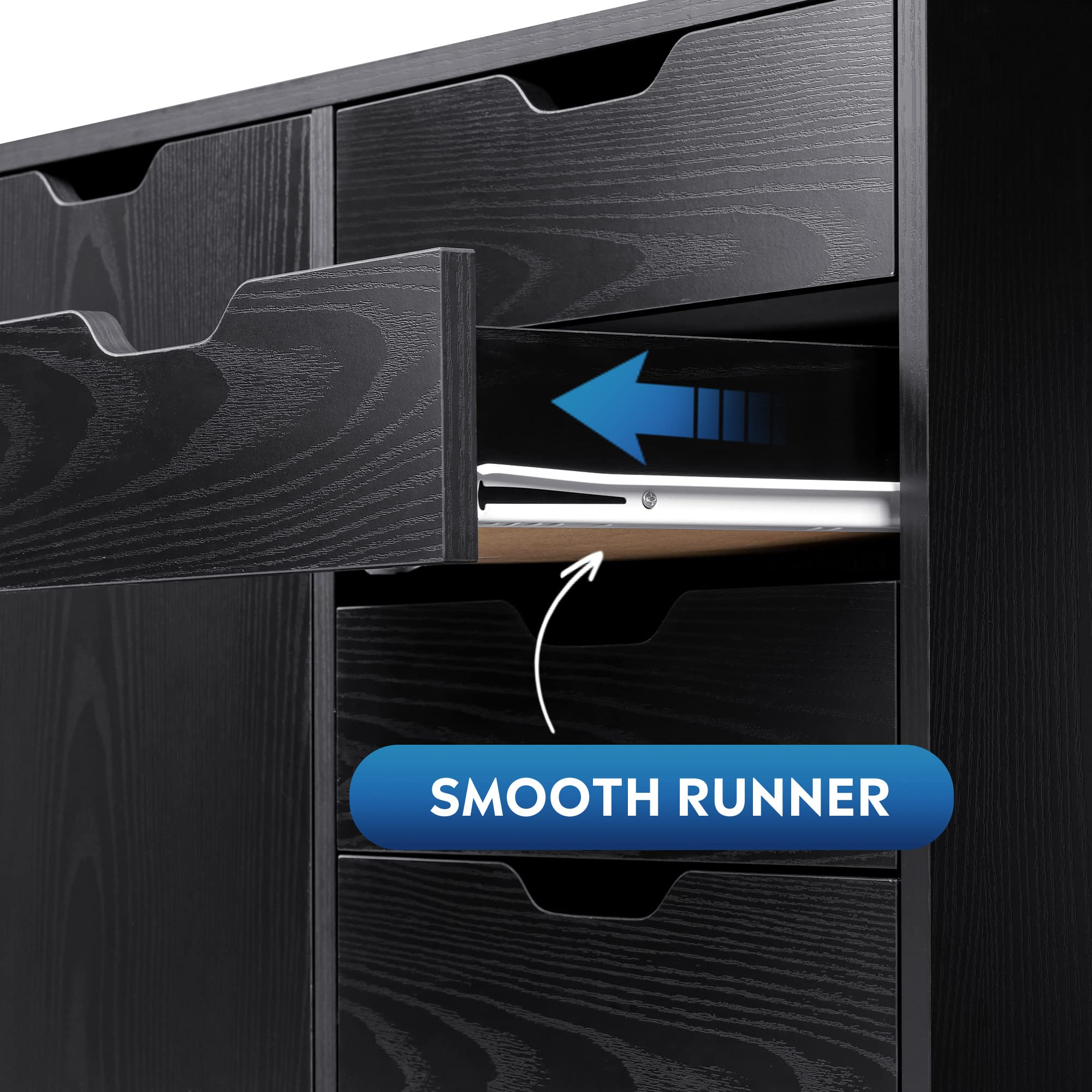 5-Drawer Mobile File Cabinet with Door & Printer Stand