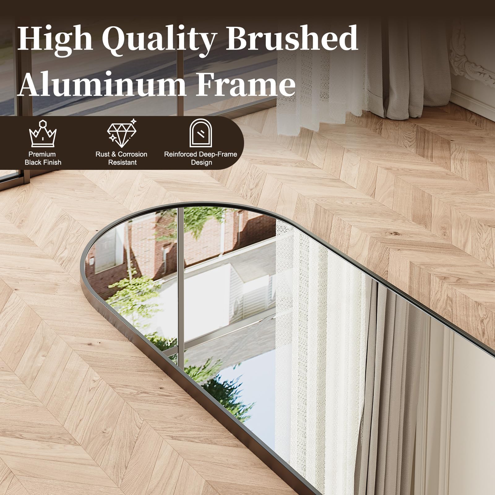 Arched Full Length Floor Mirror with Stand