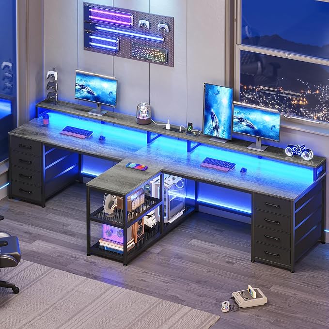 Two-Person Gaming Desk with Drawers