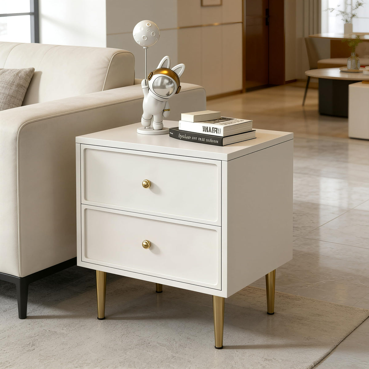 White 2-Drawer Nightstand