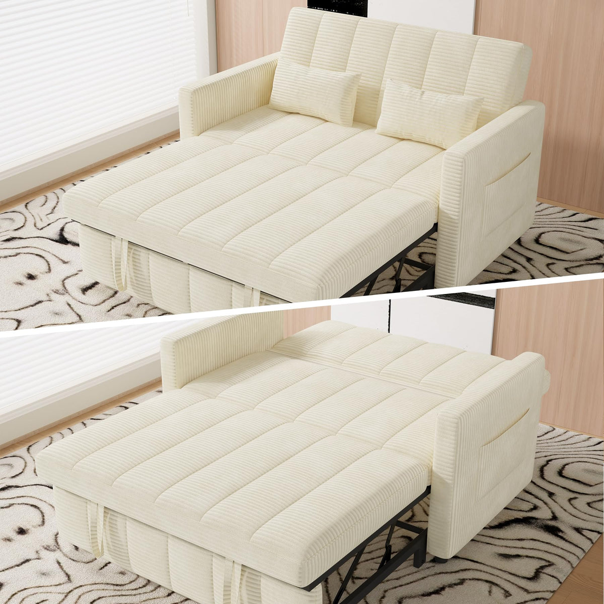 3-in-1 Convertible Loveseat Sofa Bed