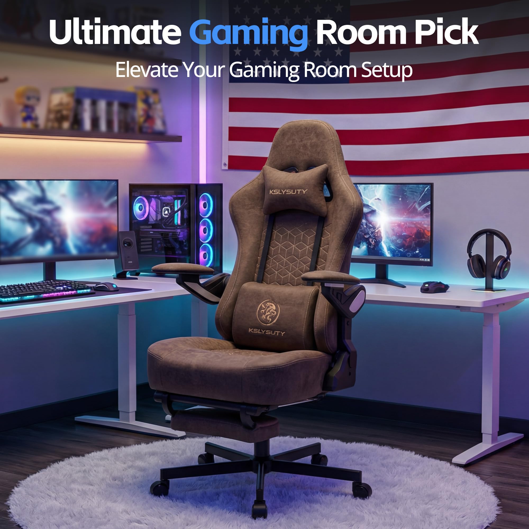 Ergonomic Gaming Chair with Footrest & Lumbar Support