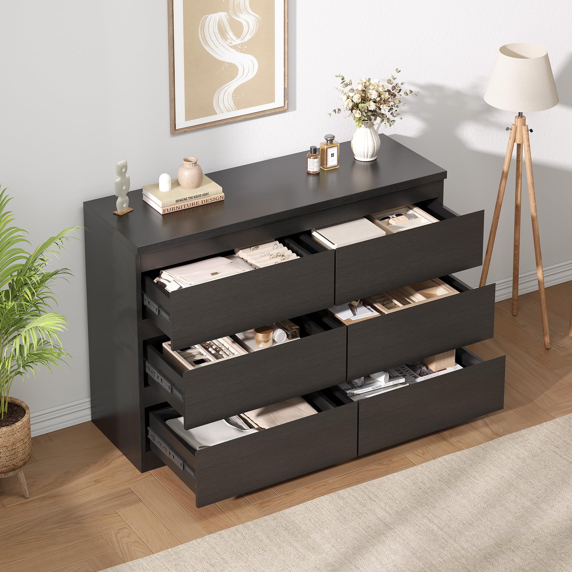 6-Drawer Wood Dresser with Deep Storage