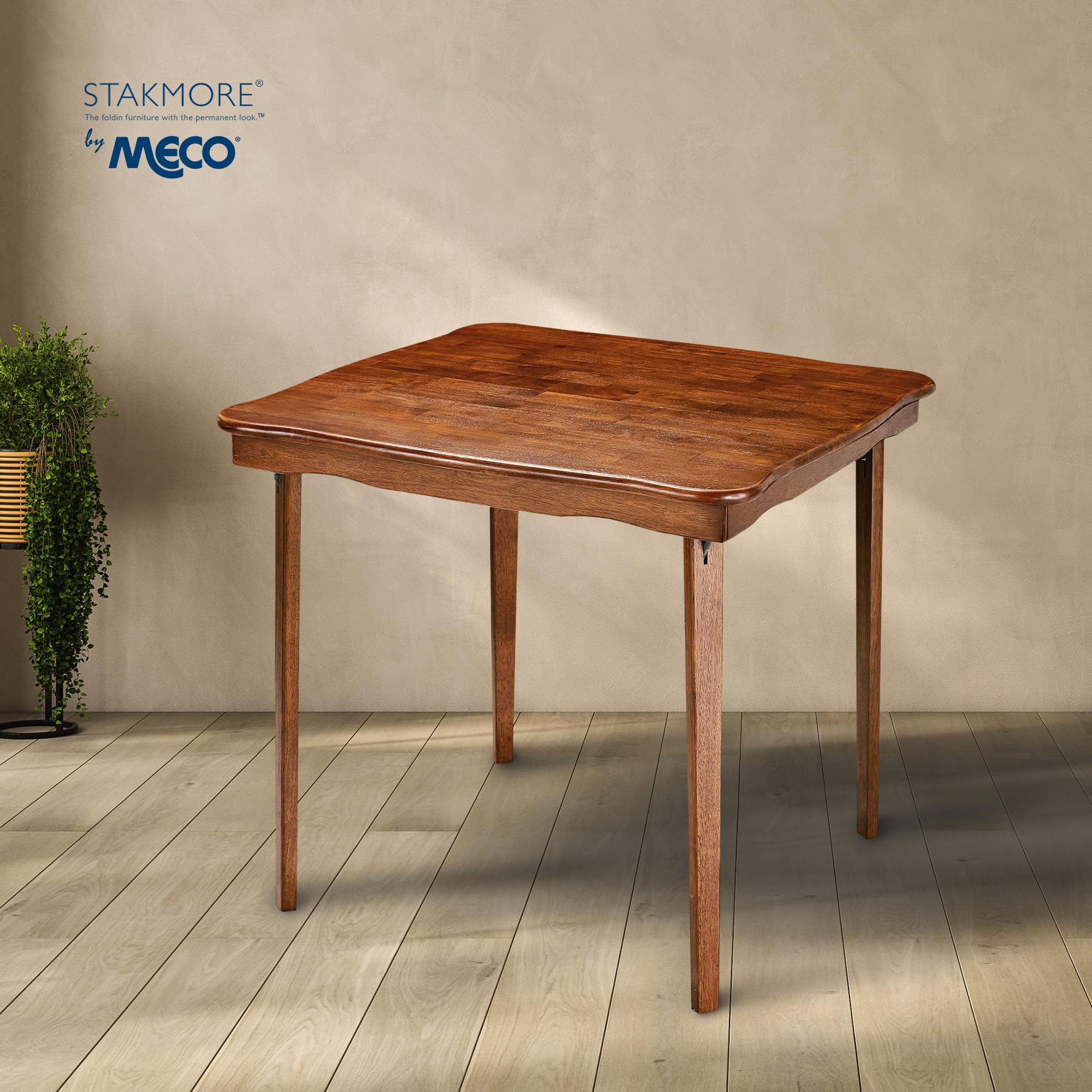 Scalloped Edge Solid Wood Folding Card Table