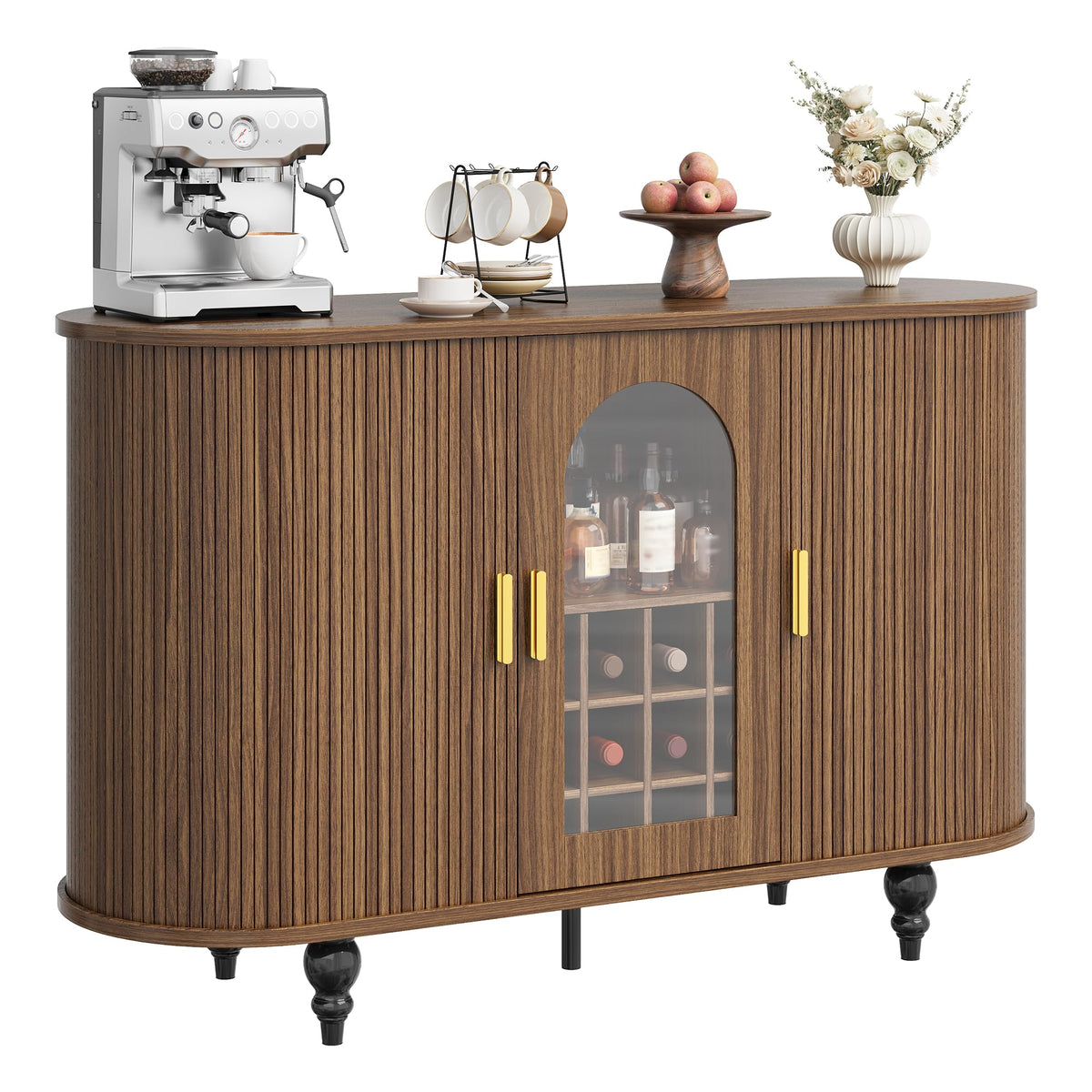 Garvee Bar Cabinet with Storage, Liquor Bar Cabinet with Sliding Door