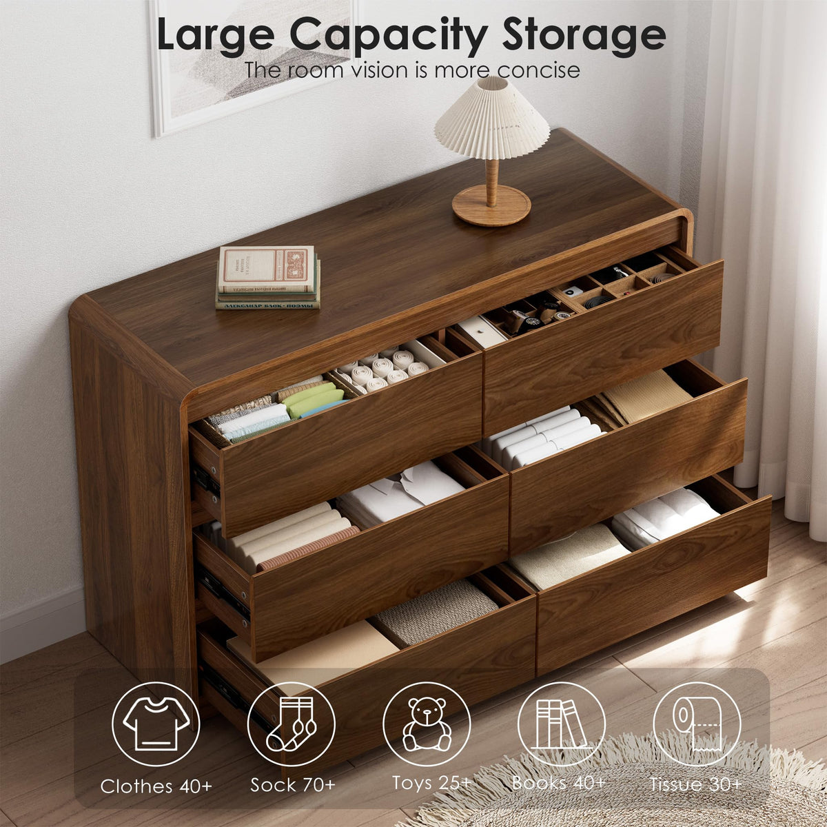 Walnut Soft-Close Dresser