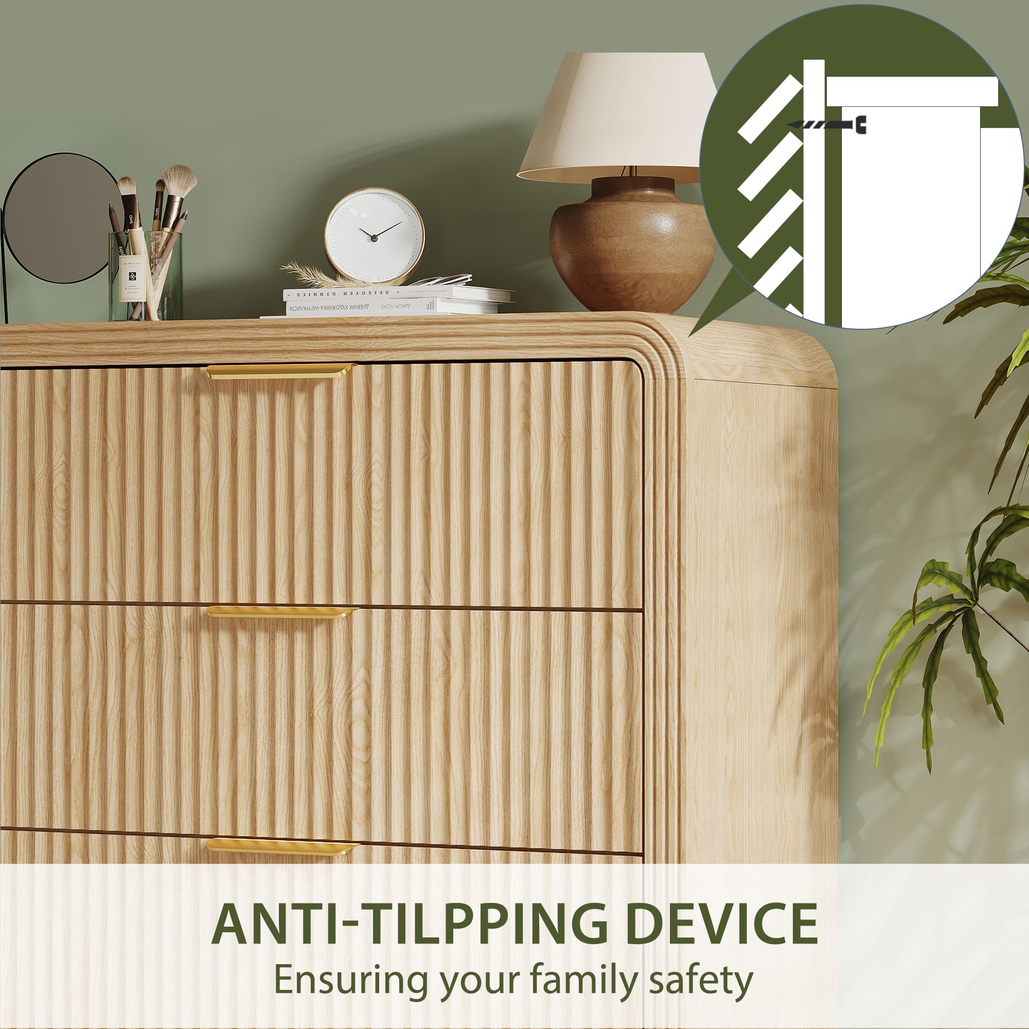 Fluted Dresser with Drawers