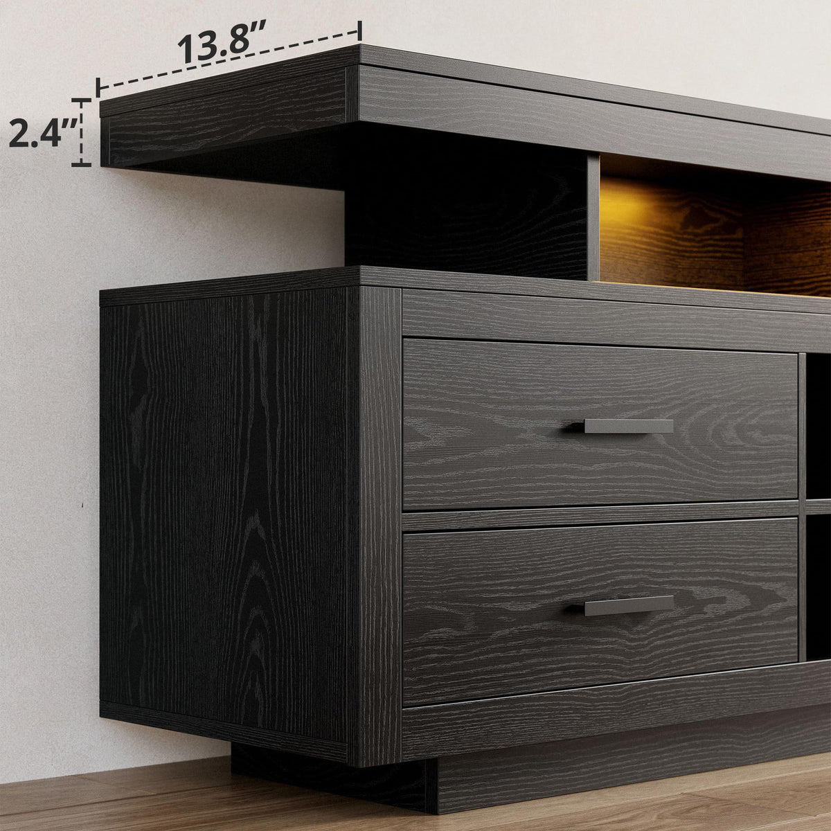 IRONCK 70" TV Stand for TVs up to 80", LED Entertainment Center, Black