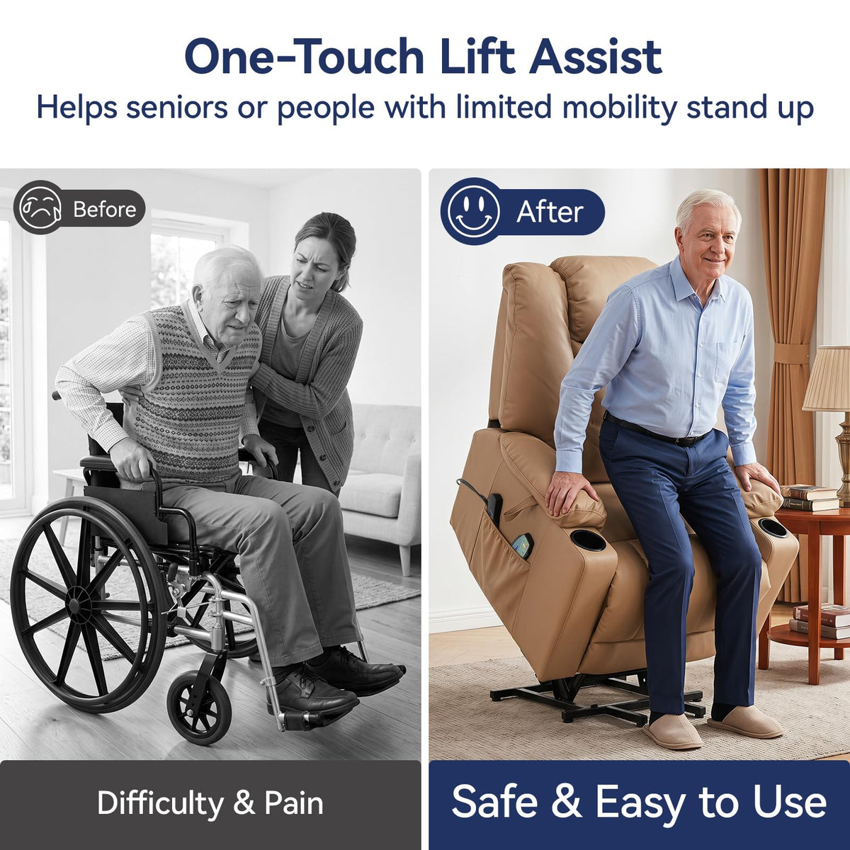 Brage Living Power Lift Recliner Chair for Elderly with Heat and Massage