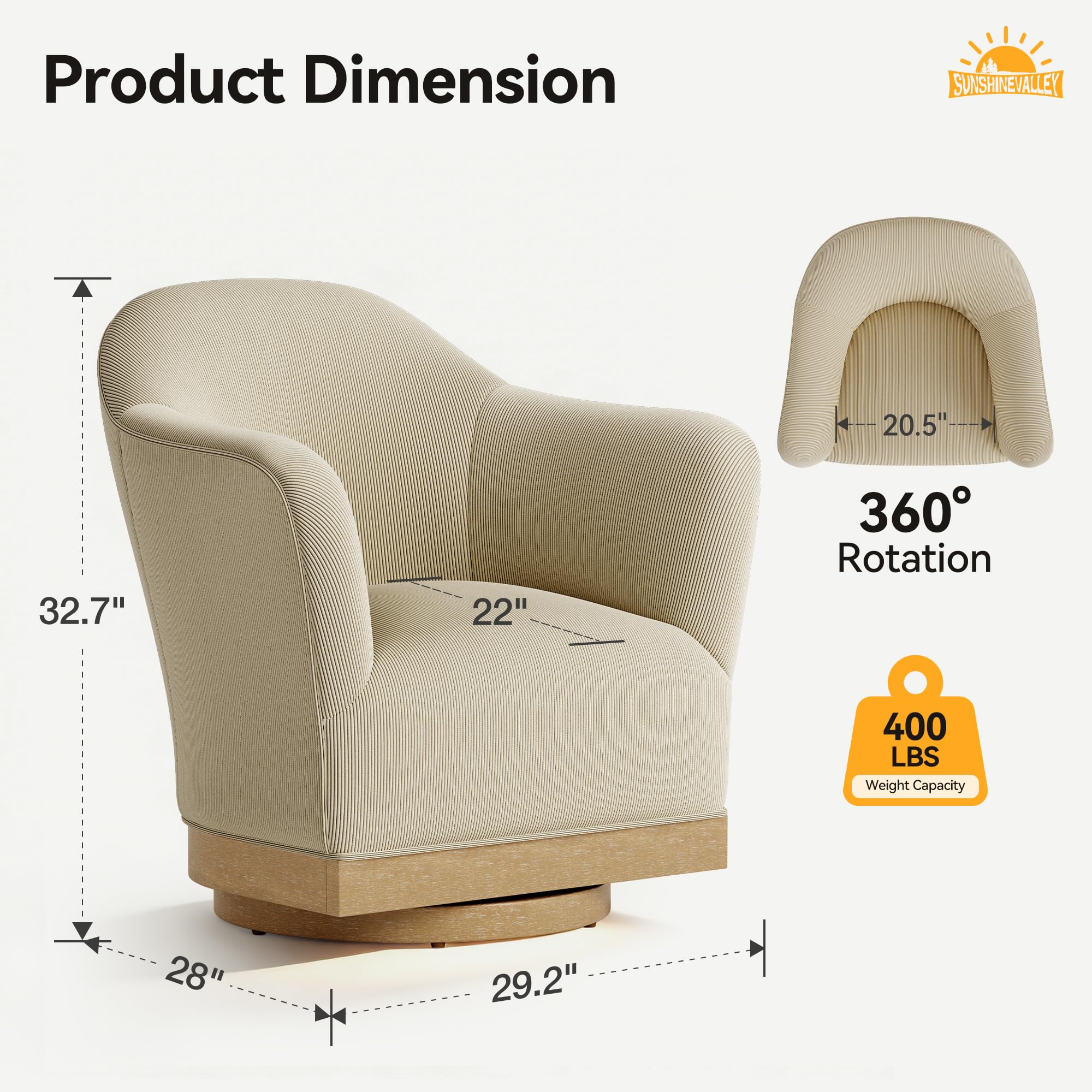 High-Back Barrel Swivel Accent Chair