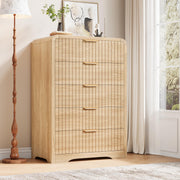 Fluted 5-Drawer Dresser with Curved Profile