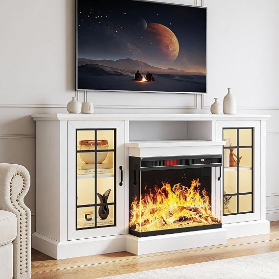 White Fireplace TV Stand