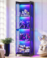 AODK RGB Display Case with Glass Shelves, 4-Tier Corner Display Cabinet