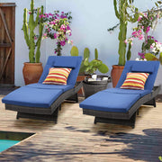 Wicker Patio Chaise Lounge Set with Cushions & Pillows